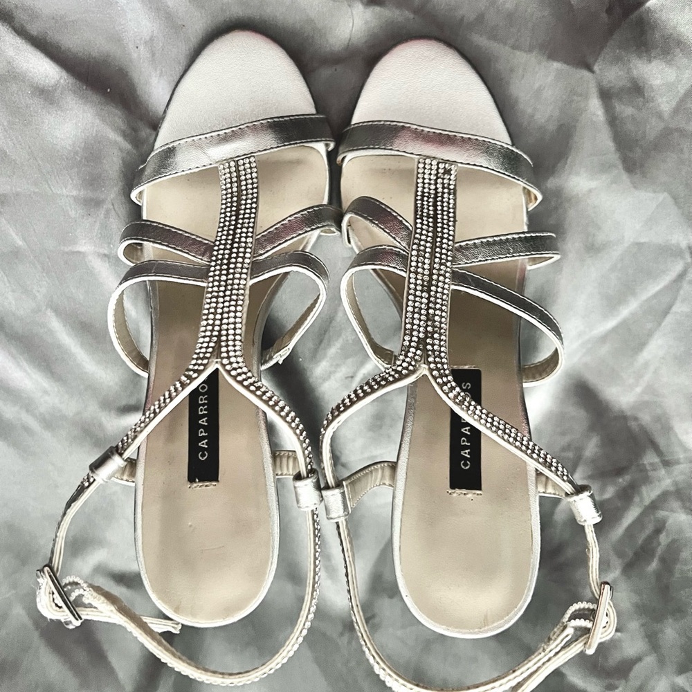 (✨ Add-on Discount) Caparros Silver Rhinestone Sandals